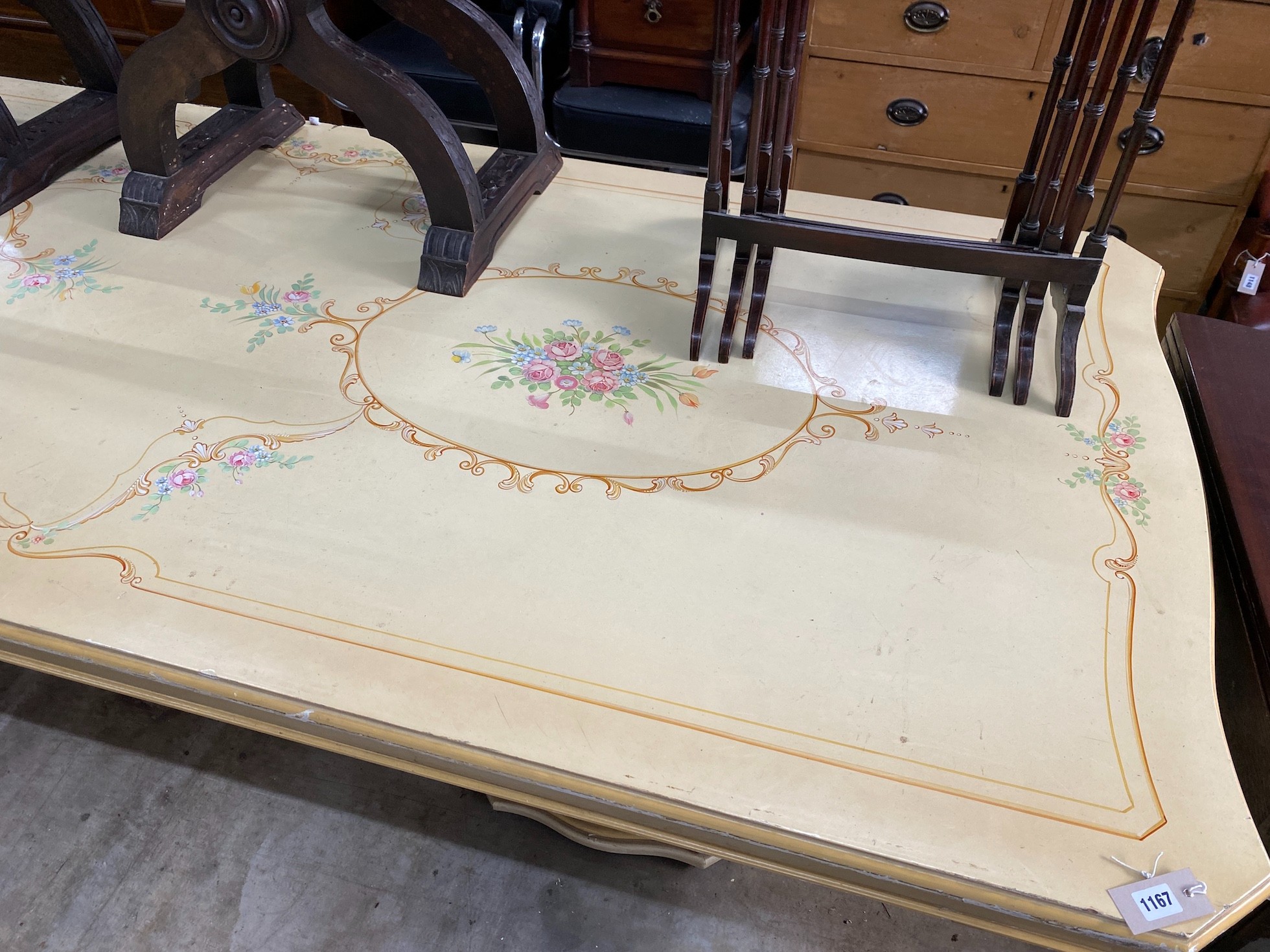 An Italian painted rectangular dining table, length 270cm, depth 110cm, height 75cm